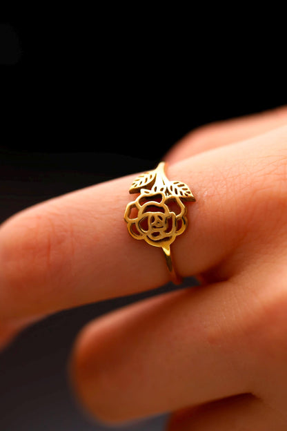 Sterling Silver Birth Flower Ring: Personalized Family Jewelry