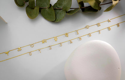 Customizable Gold Star & Moon Dangle Earrings in 925 Sterling Silver. Hypoallergenic and waterproof, perfect for daily wear or as a celestial gift!