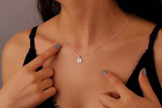 Sterling Silver Monogram Necklace: Dainty Initial Letter Jewelry