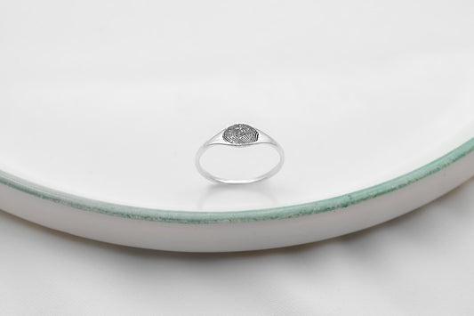 Silver Fingerprint Ring | Unique Personalized Engraving | Meaningful Memorial Jewelry | Perfect for Cherished Memories