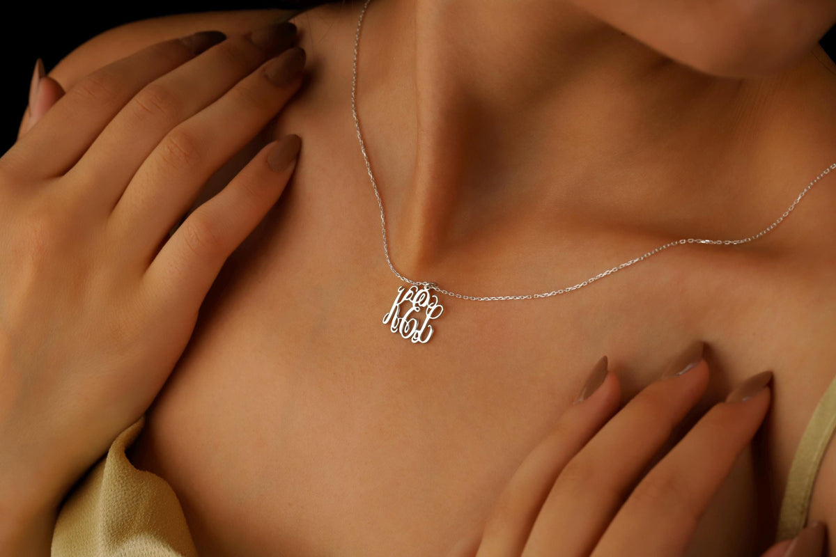 Vine Monogram Necklace: Personalized Initial Jewelry