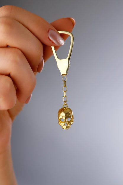 Unique Skull Keychain in 925 Sterling Silver