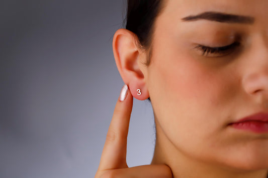 Dainty Number Earrings by SilverGoldandRose | Personalized Sterling Silver, Gold and Rose Gold Studs for a Minimalist Look