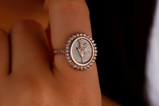 Birth flower Bouquet Ring • Multi CZ Diamond Birth Flower Ring • Birth Month Flower Ring • Personalized Birth Jewelry