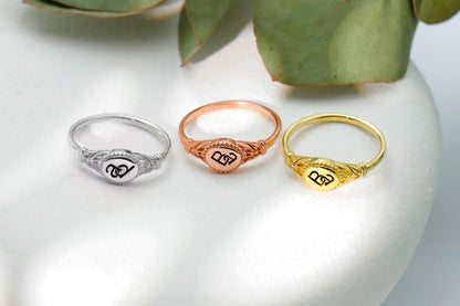 Intertwined Initial Ring: Sterling Silver Personalized Monogram