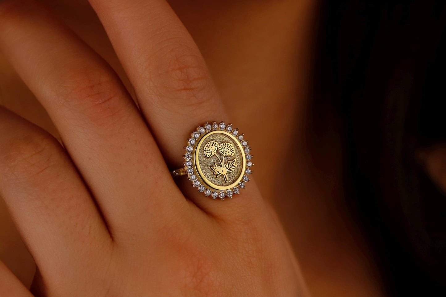 Create Your Own Flower Bouquet Ring • Multi CZ Diamond Birth Flower Ring • Combined Birth Month Flower Ring • Personalized Birth Jewelry