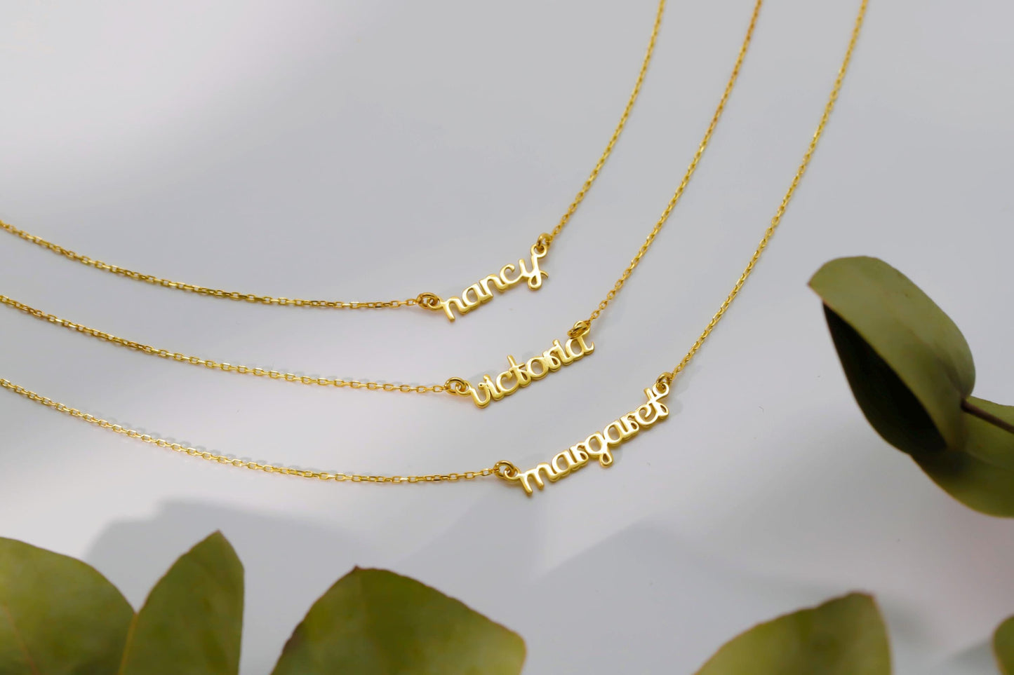 Sterling Silver Personalized Name Necklace: Gold or Silver