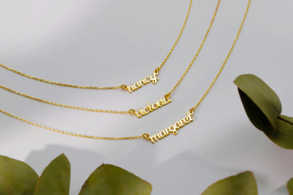 Sterling Silver Personalized Name Necklace: Gold or Silver