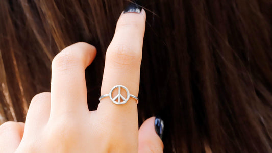 Sterling Silver Peace Sign Ring: Dainty Love Jewelry