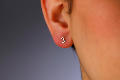 Dainty Number Earrings by SilverGoldandRose | Personalized Sterling Silver, Gold and Rose Gold Studs for a Minimalist Look
