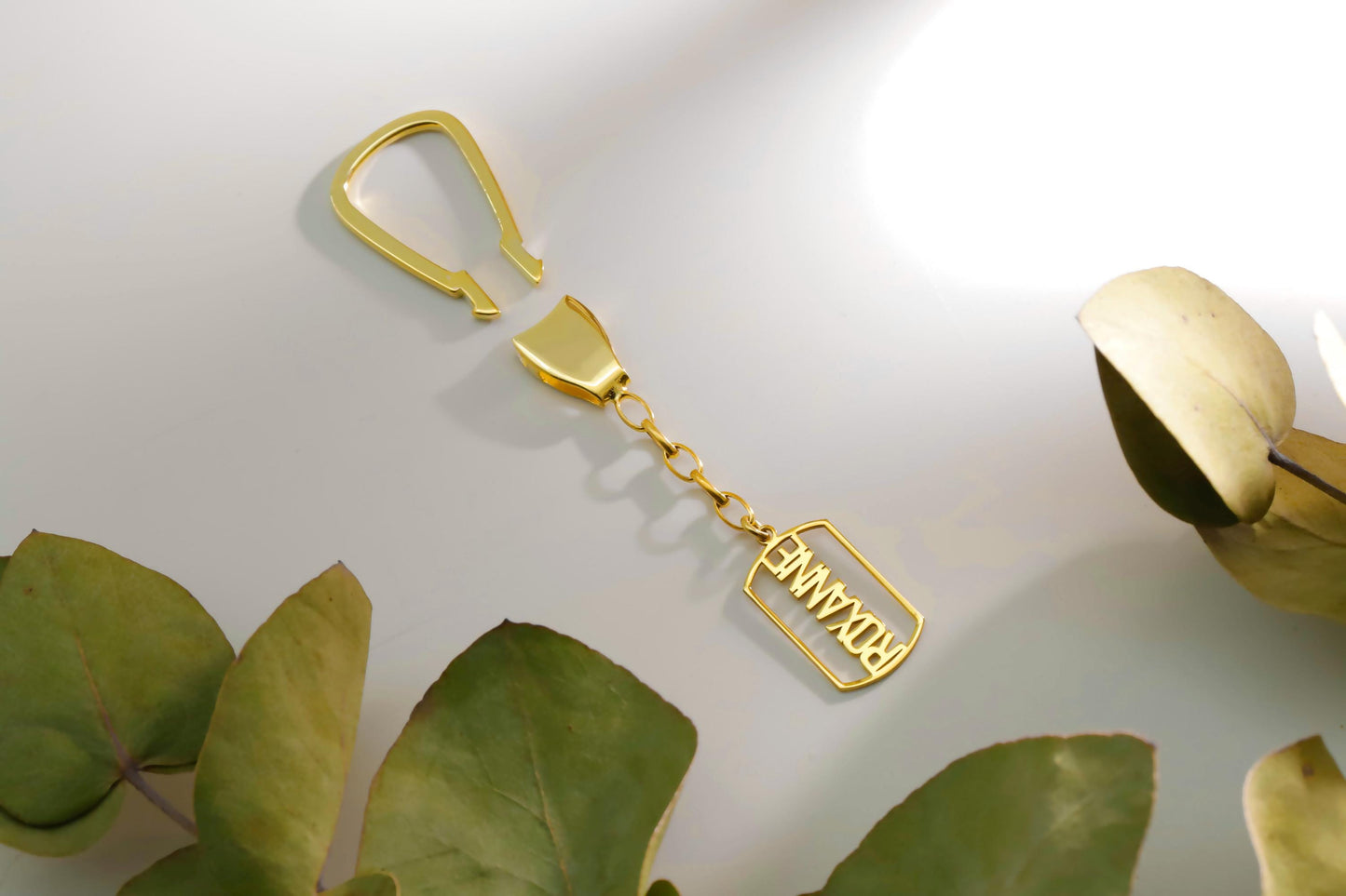 Bold Name Keychain - Customizable 925 Sterling Silver with Gold Accents - Dainty & Unique Gift for Loved Ones