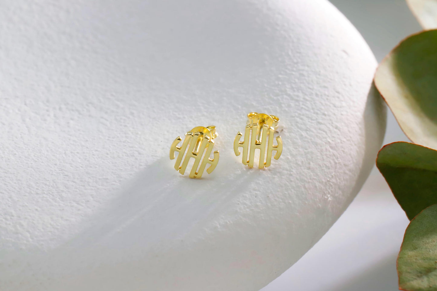 Monogram Stud Earrings