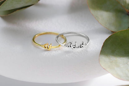 Delicate Gold Arabic Name Ring: Personalized Sterling Silver Islamic Jewelry