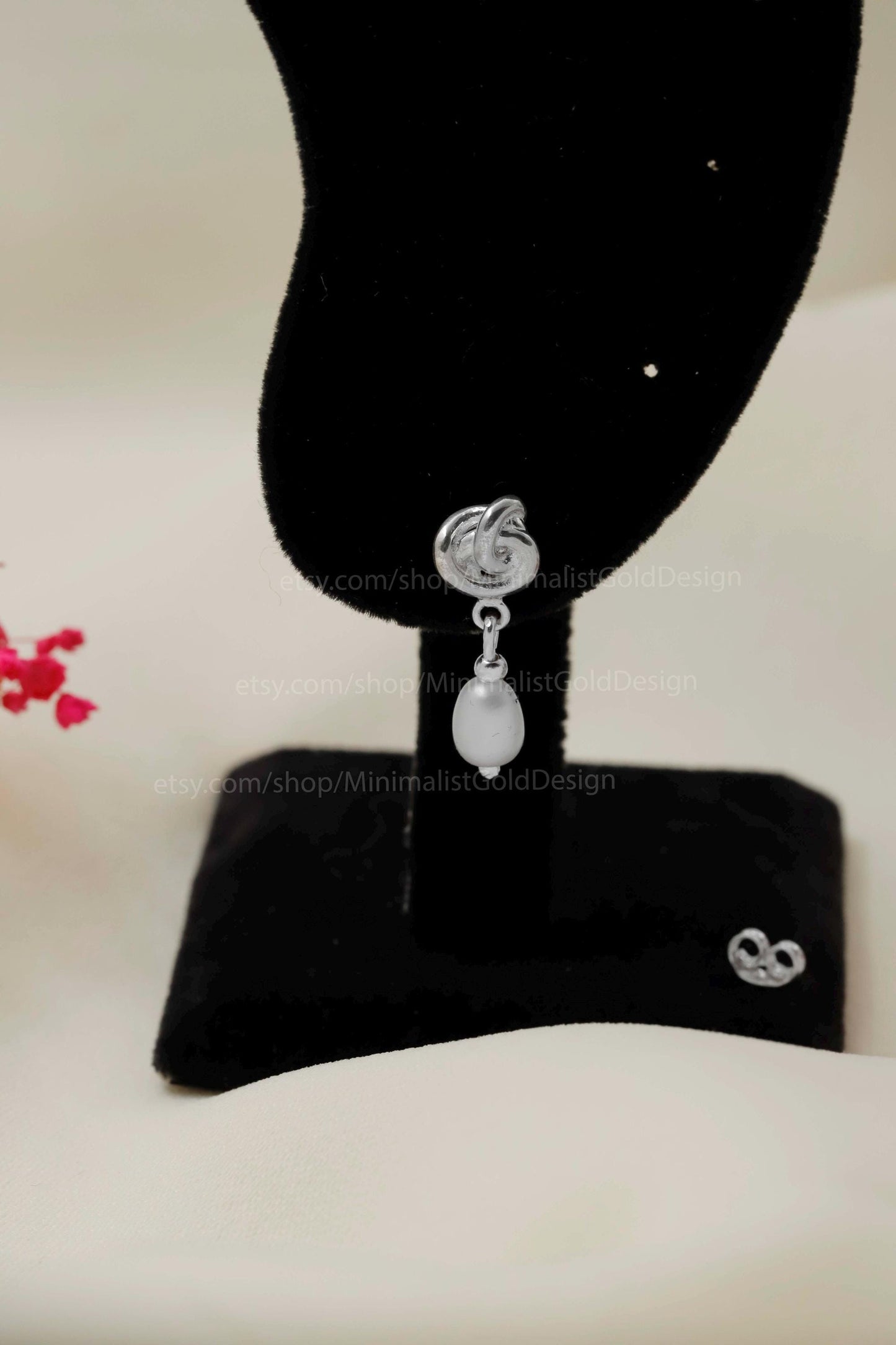 Elysian Designs Pearl Drop Dangle Earrings - Elegant Celtic Knot for Bridesmaids & Moms