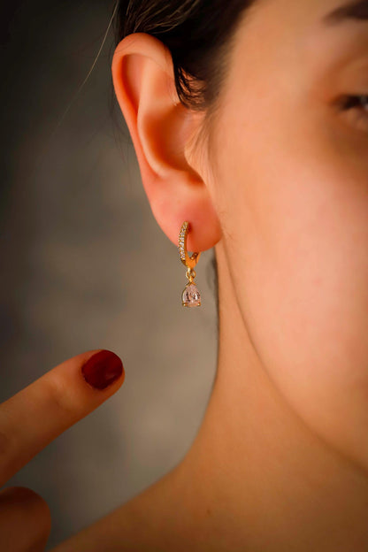 Sparkle & Shine Pave Diamond Huggie Earrings - Sterling Silver Dangle Drop for Effortless Elegance