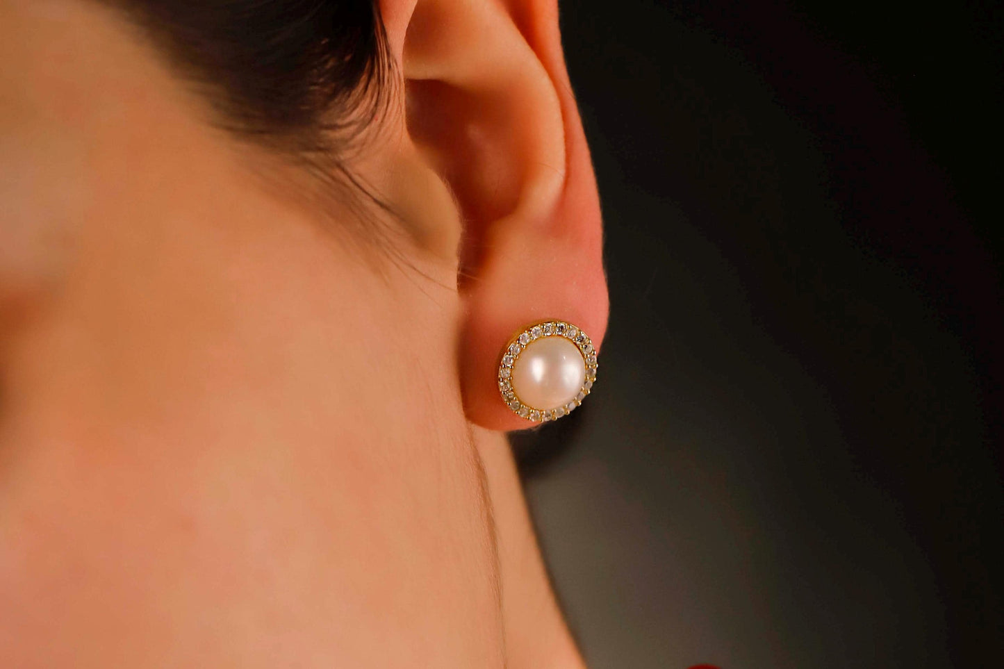 Pave Earrings Studs, Pearl Earrings Silver, Pave Diamond Earrings, Cubic Zirconia Earrings Wedding White Pearl Earrings, Bridesmaid Earrings - silvergoldandrose