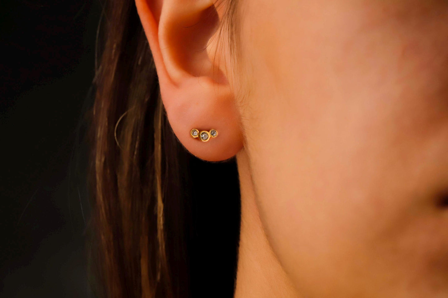 Sparkling Sterling Silver CZ Climber Earrings - Elegant Threadless Handmade Design