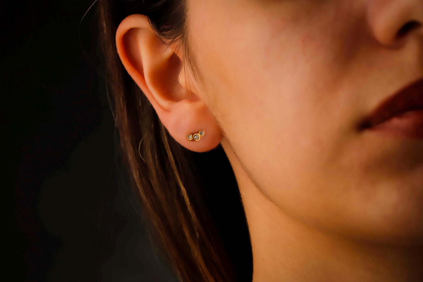 Sparkling Sterling Silver CZ Climber Earrings - Elegant Threadless Handmade Design