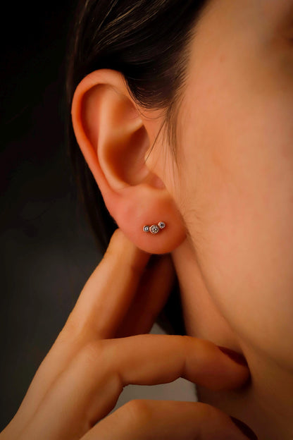 Sparkling Sterling Silver CZ Climber Earrings - Elegant Threadless Handmade Design