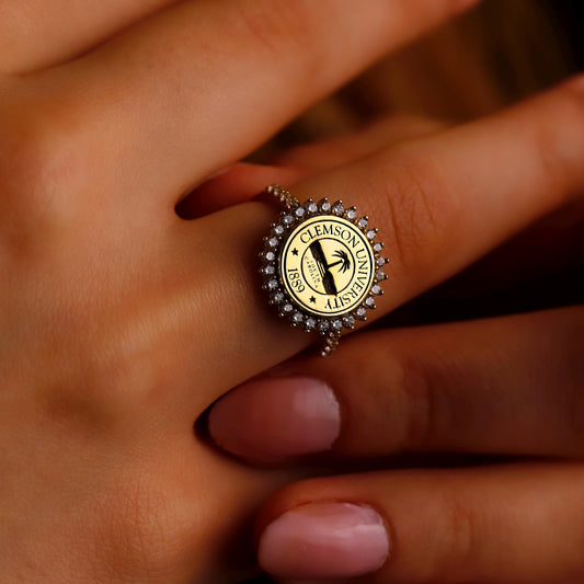 University Rings with Sparkling CZ Diamonds by [Brand Name]
