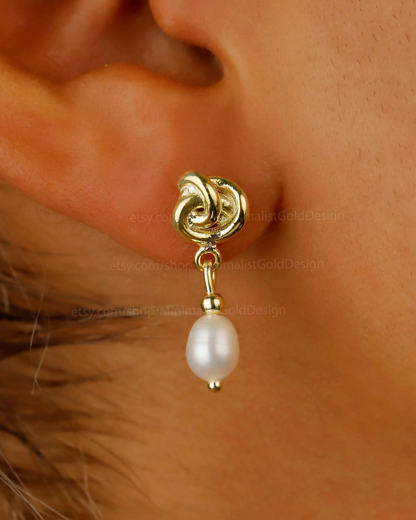 Elysian Designs Pearl Drop Dangle Earrings - Elegant Celtic Knot for Bridesmaids & Moms