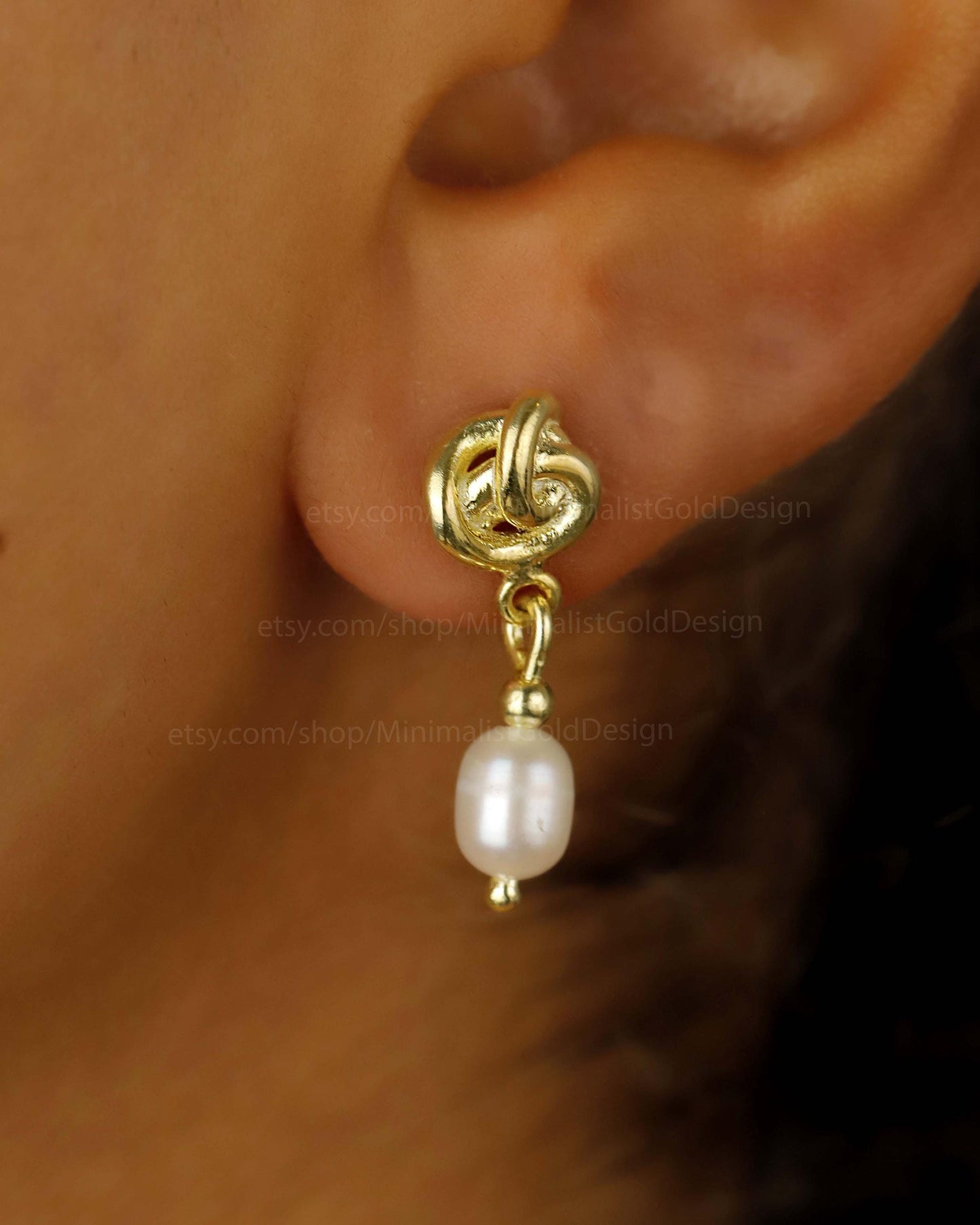 Elysian Designs Pearl Drop Dangle Earrings - Elegant Celtic Knot for Bridesmaids & Moms