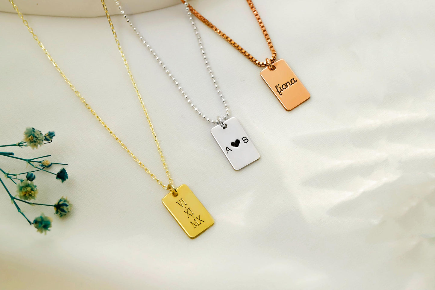 Gleaming Gifts Personalized Sterling Silver Initial Bar Necklace - Custom Engraving for a Unique Touch