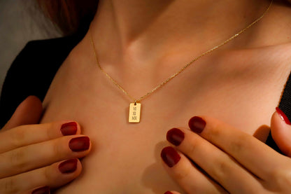 Gleaming Gifts Personalized Sterling Silver Initial Bar Necklace - Custom Engraving for a Unique Touch