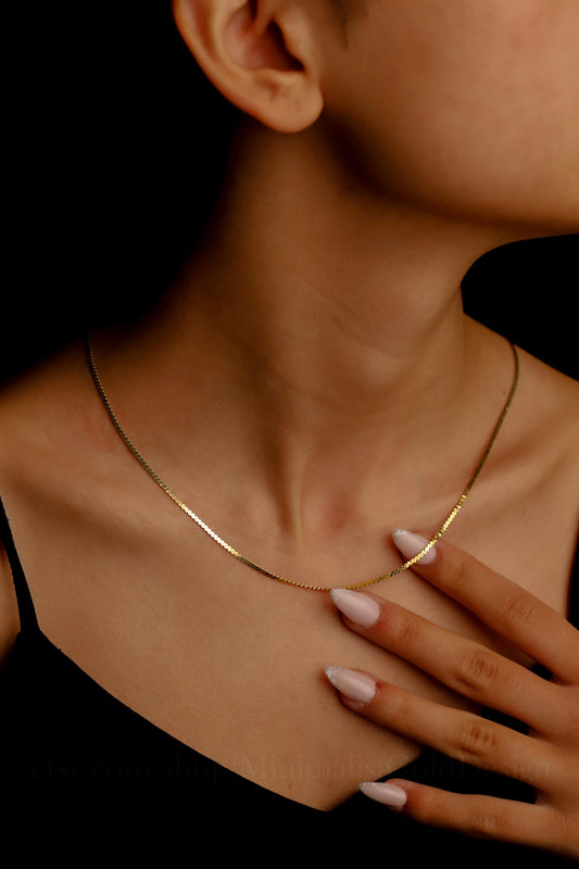 Dainty Snake Chain Necklace, Simple Italian Necklace in Silver, Gold and Rose