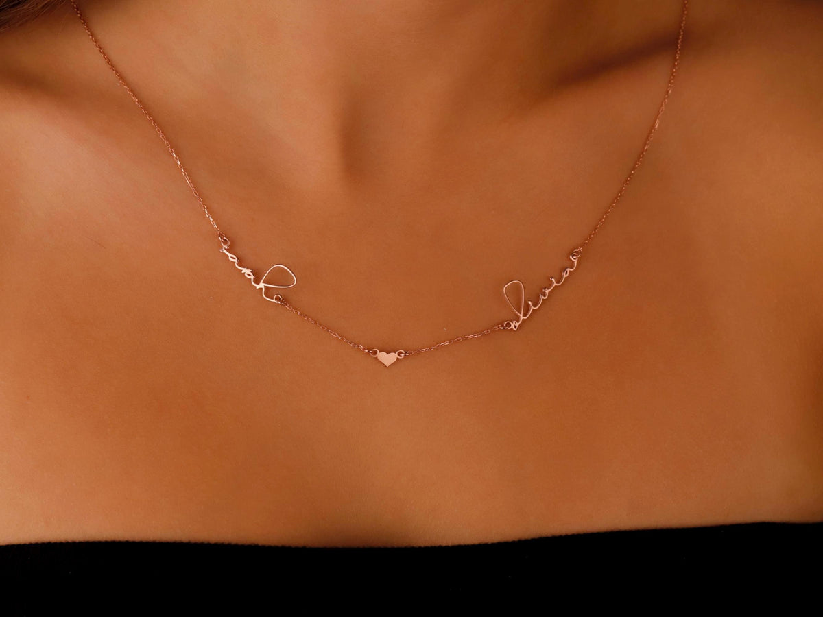 Personalized Two-Name Necklace: Sterling Silver Couple Jewelry