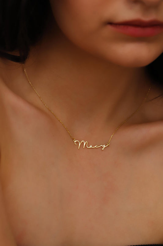 10K Solid Gold Name Necklace: Personalized Dainty Jewelry