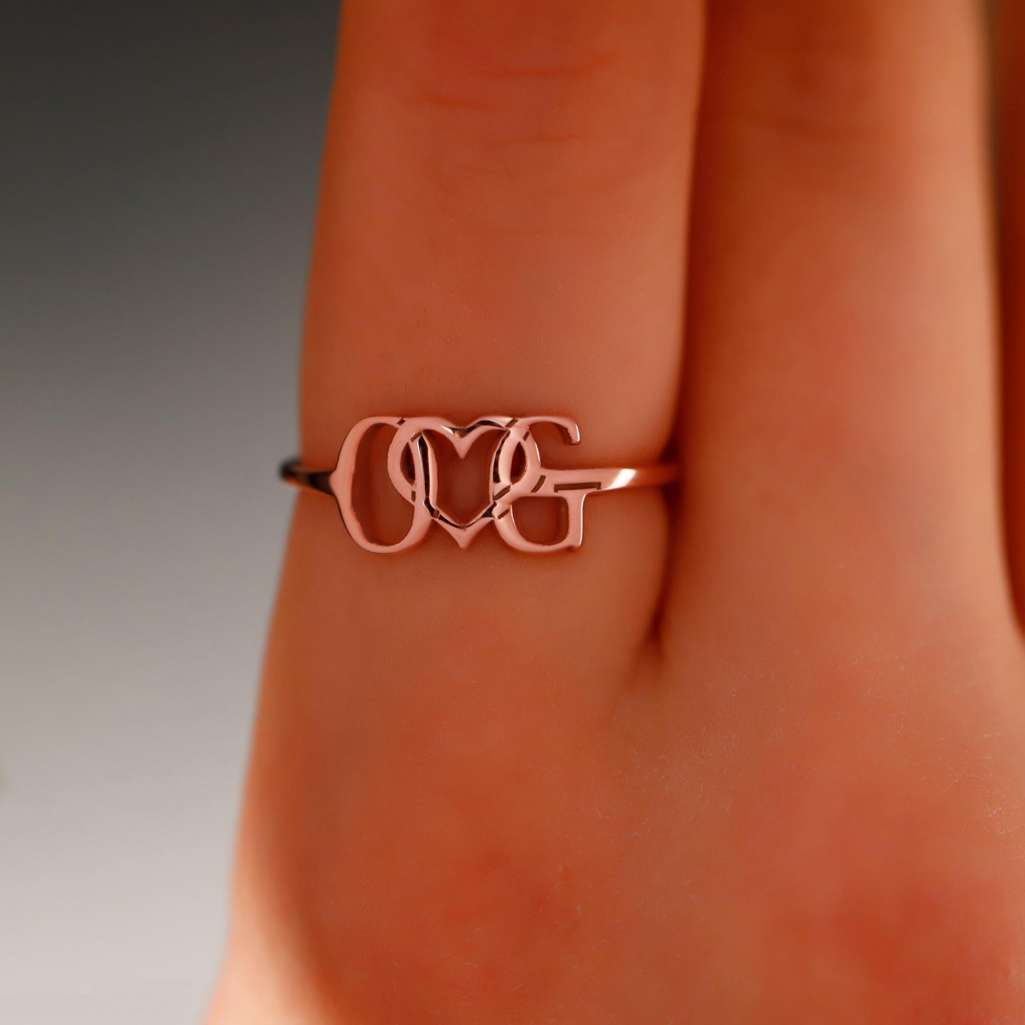 Eternal Love Personalized Sterling Silver Couple Initial Ring with Heart Charm