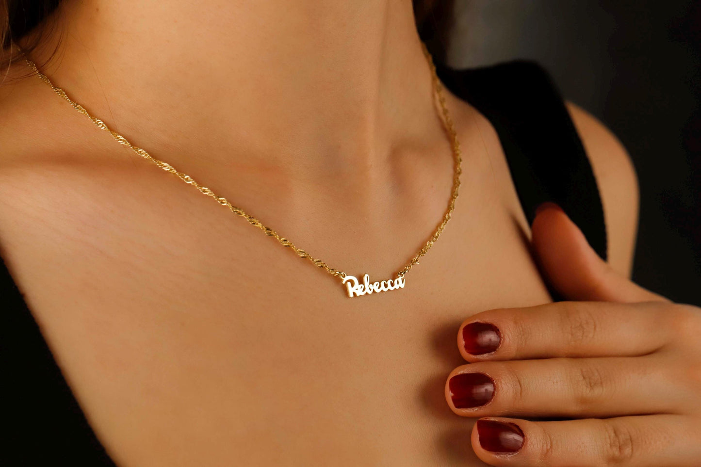 Custom Name Necklace - 18K Gold Filled & Sterling Silver Beaded Ball Chain