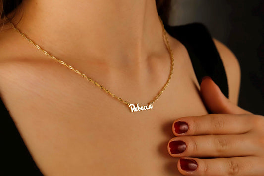 Custom Name Necklace - 18K Gold Filled & Sterling Silver Beaded Ball Chain
