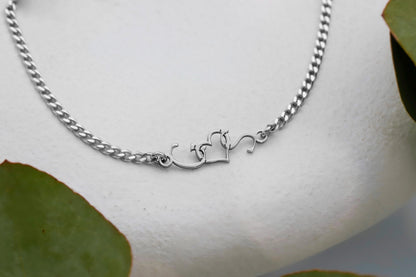Personalized Intertwined Initials & Heart Bracelet - Sterling Silver Dainty Customizable Jewelry