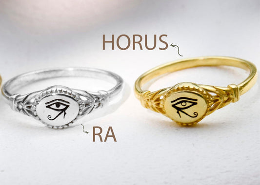 Horus Eye Signet Ring: Sterling Silver Ancient Egypt Jewelry