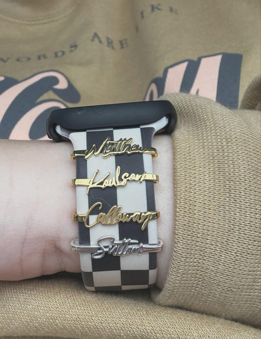 Sterling Silver Watch Band Charm: Personalized Name Jewelry