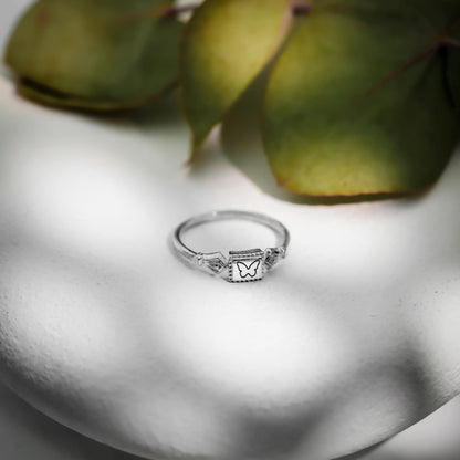 Butterfly Ring - Initial Stacking Ring - Elegant Sterling Silver & Gold Filled Jewelry Gift for Her