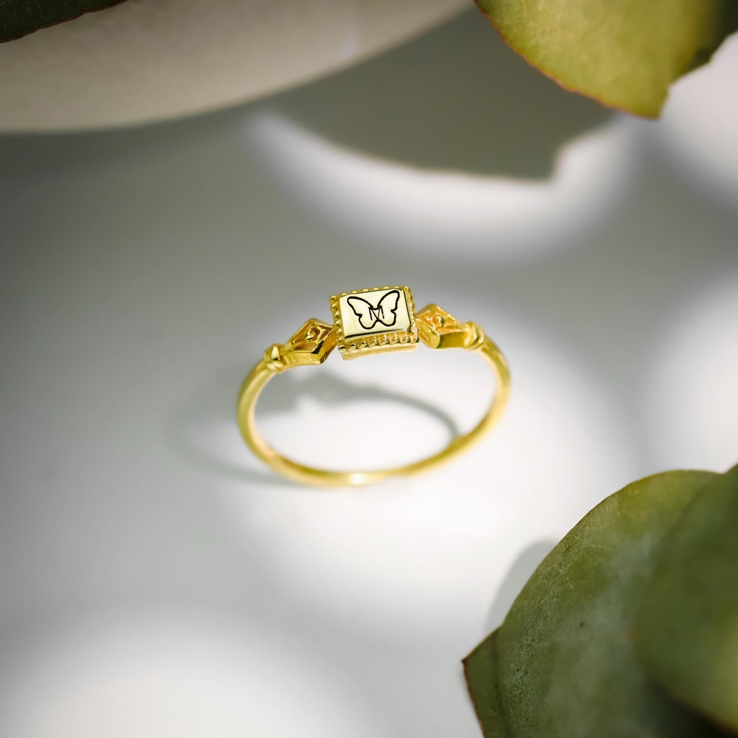 Butterfly Ring - Initial Stacking Ring - Elegant Sterling Silver & Gold Filled Jewelry Gift for Her