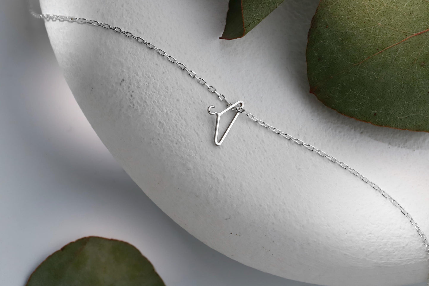 14K Solid Gold Feminist Necklace - Clothing Hanger Design