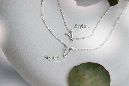 14K Solid Gold Feminist Necklace - Clothing Hanger Design
