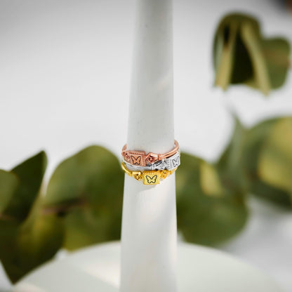 Silver Pinky Butterfly Rings:  Gold Vintage Style Symbols Jewelry