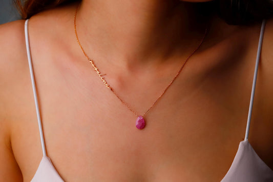 Birthstone Name Necklace | Personalized 925 Sterling Silver | Waterproof Gemstone Jewelry