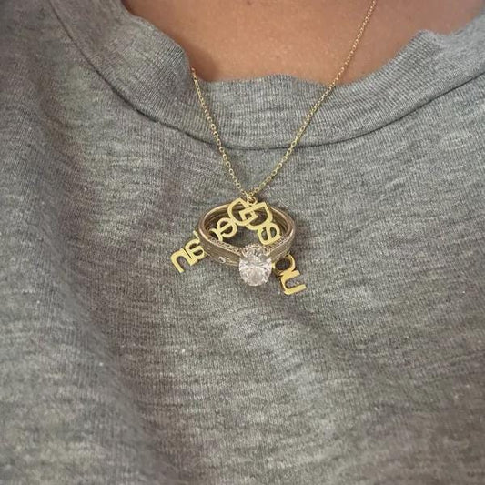 Personalized Sterling Silver Geometric Ring Holder Necklace - Unique Wedding Keepsake