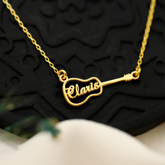 Personalized Guitar Necklace - Custom Name Pendant for Music Lovers - Perfect Gift for Musicians