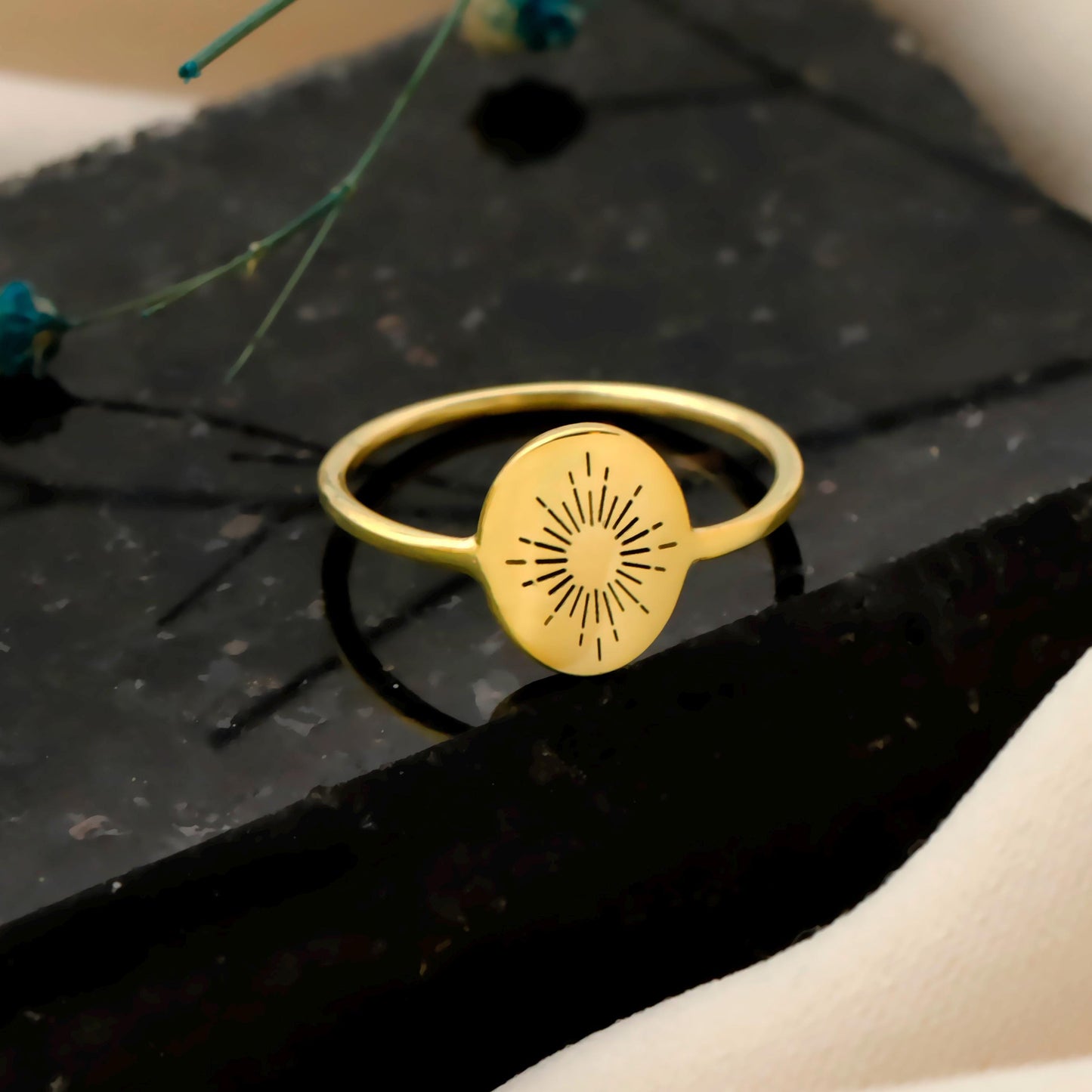 Sunbeam Jewelry Sun Beam Ring - Dazzling Minimalist Gold & Silver Sunburst Design