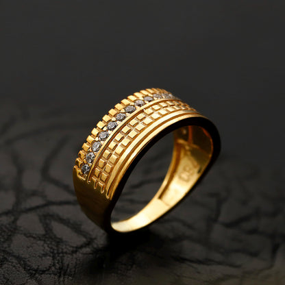 Wide Textured Gold Band Ring | Elegant Anniversary or Statement Ring
