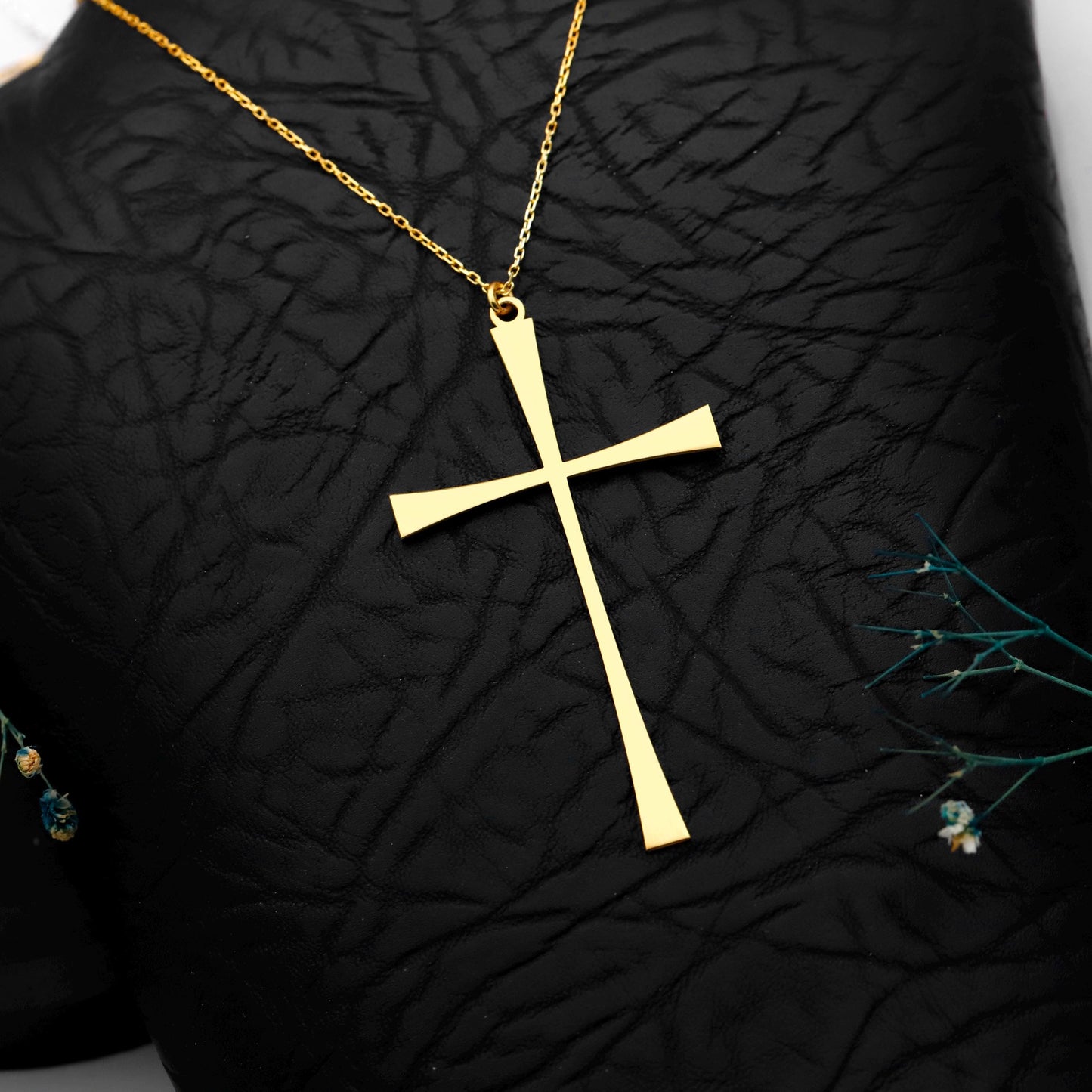 Timeless Grace Sterling Silver Tapered Cross Necklace - Modern Christian Pendant for Inspiring Style