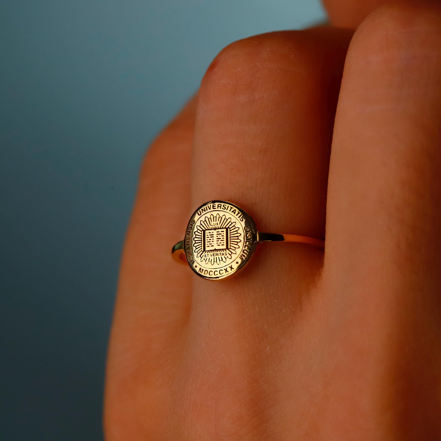 Sterling Silver College Graduation Rings: Elegant Tiny Logo Jewelry for Proud Alumni