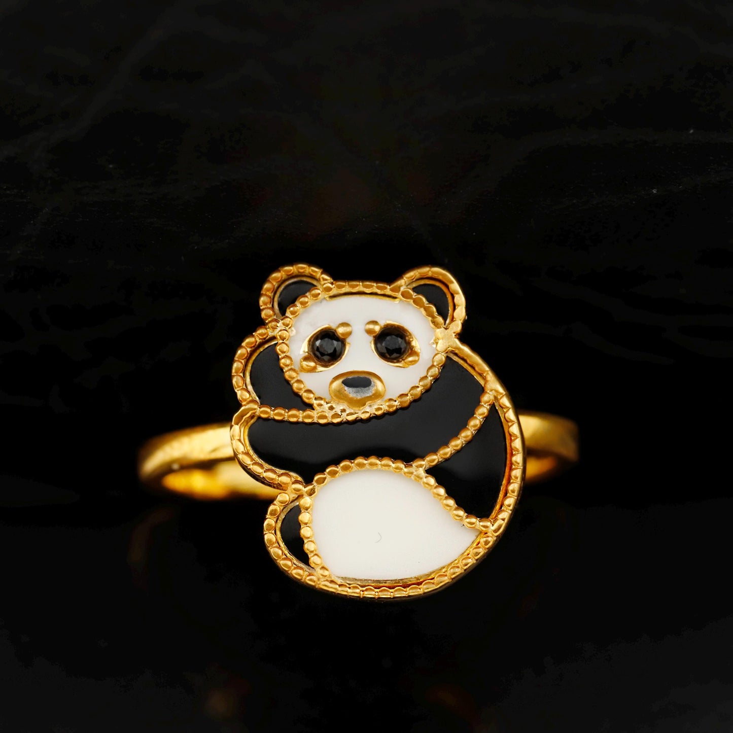 Charming Panda Bear Enamel Ring | Dainty Gold Animal Jewelry | Unique Minimalist Stacking Ring